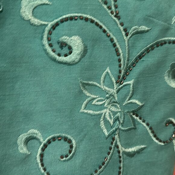 Jessica Howard Linen Blend 2 Pc Embroidered Dress Set Size 8 Petite - Picture 4 of 8